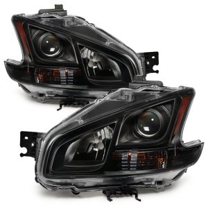 Nissan Maxima Headlights - SPYDER - Halogen OEM Style - Black - `09-`14