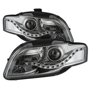 Audi A4 Headlights - SPYDER - xTune Projector - DRL LED - Chrome - `06-`08