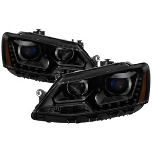 Volkswagen Jetta Headlights - SPYDER - DRL Projector - Black Smoked - `11-`14