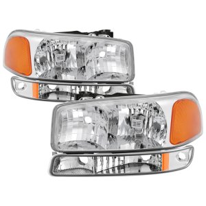 GMC Sierra Headlights - SPYDER - Crystal - Chrome - `99-`06