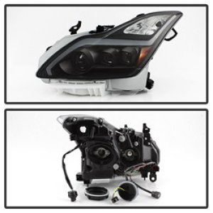 Infiniti G37 Headlights - SPYDER - xTune DRL Light Bar Projector Headlights w/Sequential Turn Signal - Black - `08-`15