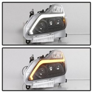 Infiniti G37 Headlights - SPYDER - xTune DRL Light Bar Projector Headlights w/Sequential Turn Signal - Black - `08-`15