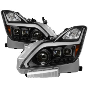 Infiniti G37 Headlights - SPYDER - xTune DRL Light Bar Projector Headlights w/Sequential Turn Signal - Black - `08-`15