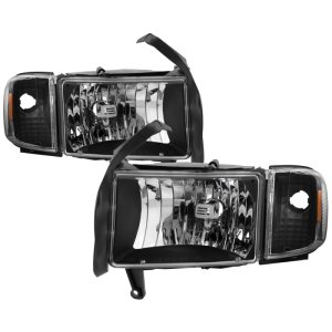 Dodge Ram Headlights - SPYDER - OEM Style with Corner Lamps - Black - `94-`01