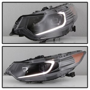 Acura TSX Headlights - SPYDER - Light Bar DRL Projector - Black - `09-`14