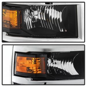 Chevrolet Silverado 1500 Headlights - SPYDER - OEM Style with Chrome Trim - Black - `14-`15
