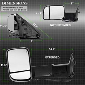 Dodge Ram 1500 Side Mirror - Left - SPYDER - Manual Extendable, Power Heated/Adjustable, LED Turn Signal, Chrome Housing - Chrome - `09-`10