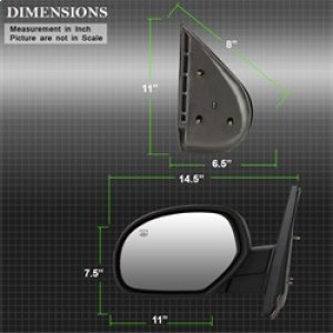 Chevrolet Silverado Side Mirror - Left - SPYDER - Power Heated - Shiny Black - `07-`14