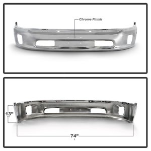 Dodge Ram 1500 Bumper - Front - SPYDER - Bottom w/o Sensor w/Fog Light Hole - Chrome - `13-`18