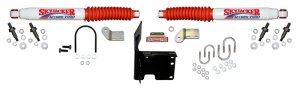 Ram 3500 Steering Damper Kit - Skyjacker - DUAL STAB KT - White with Red Boots - `13-`14