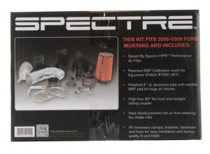 Ford Mustang Performance Air Intake - Spectre - Polished w/ Red Filter - `05-`09 Ford Mustang Performance Air Intake - Spectre - Polished w/ Red Filter - `05-`09