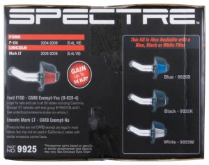 Ford F-150 Performance Air Intake - Driver Side - Spectre - Cold Air Intake Kit - Clear Anodized w/Red Filter - `04-`08 Ford F-150 Performance Air Intake - Driver Side - Spectre - Cold Air Intake Kit - Clear Anodized w/Red Filter - `04-`08