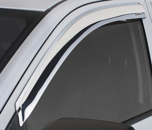 Chevrolet Colorado Extended Cab Wind Deflectors - Front - Stampede - Tape-Onz™ 2pc - Chrome - `15-`19 Chevrolet Colorado Extended Cab Wind Deflectors - Front - Stampede - Tape-Onz™ 2pc - Chrome - `15-`19