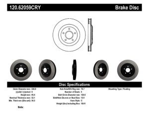 Cadillac XLR Brake Rotor (1) - Left Front - Stoptech - Premium Cryostop Rotor - Black - `04-`09