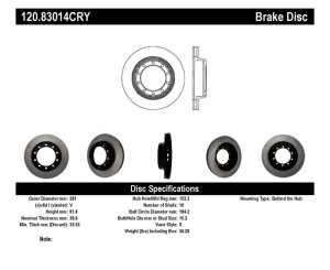 Ford F650 Brake Rotors (1) - Front - Stoptech - Premium CryoStop - Black - `04-`08