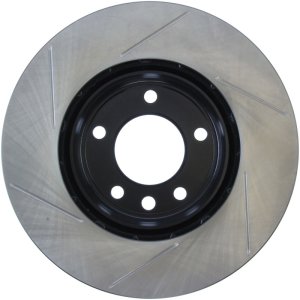 Volkswagen Touareg Brake Rotor (1) - Front Left - Stoptech - Slotted - Black - `04-`18