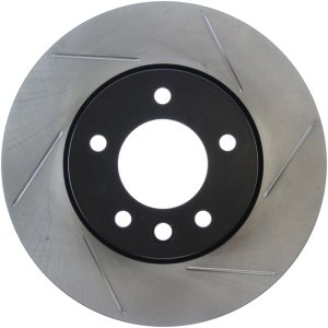 Volkswagen Touareg Brake Rotor (1) - Front Left - Stoptech - Slotted - Black - `04-`18