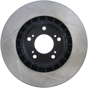Honda S2000 Brake Rotor (1) - Front Right - Stoptech - Slotted - Black - `00-`09