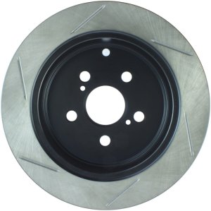 Toyota Corolla Brake Rotor (1) - Rear Left - Stoptech - Slotted Sport - Black - `05-`06