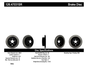 Scion FR S Brake Rotor (1) - Rear Right - Stoptech - Slotted Sport - `13-`16