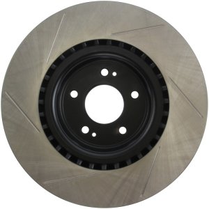 Hyundai Genesis Coupe Brake Rotor (1) - Front Left - Stoptech - Slotted - Black - `10-`16