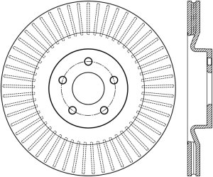 Ford Focus RS Brake Rotor (1) - Front Right - Stoptech - Slotted Cryo - Black - `16-`18