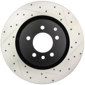 Land Rover Range Rover Sport Brake Rotor (1) - Front Left - Stoptech - Sport Drilled & Slotted - Black E-Coated - `06-`17 Land Rover Range Rover Sport Brake Rotor (1) - Front Left - Stoptech - Sport Drilled & Slotted - Black E-Coated - `06-`17