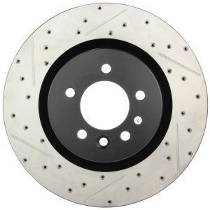 Land Rover LR4 Brake Rotor (1) - Front Right - Stoptech - Sport Drilled & Slotted, Black E-Coated, High Carbon - Black - `10-`16