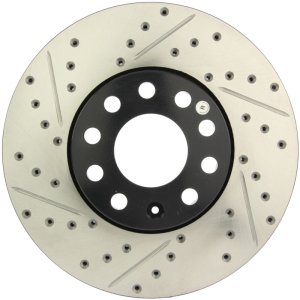 Audi A4 Brake Rotor (1) - Front Right - Stoptech - Slotted/Drilled - Black - `96-`08