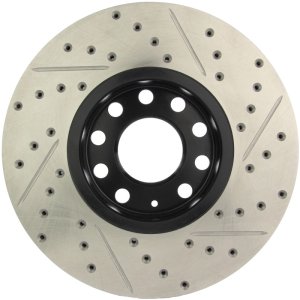 Audi A6 Quattro Brake Rotor (1) - Front Right - Stoptech - Slotted/Drilled - Black - `95-`01