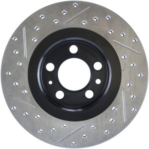 Volkswagen Jetta City Brake Rotors (1) - Front Left - Stoptech - Slotted & Drilled Sport - Black - `07-`09