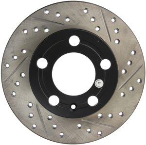 Volkswagen Beetle Brake Rotor (2) - Rear Left - Stoptech - Slotted & Drilled - Black - `98-`11
