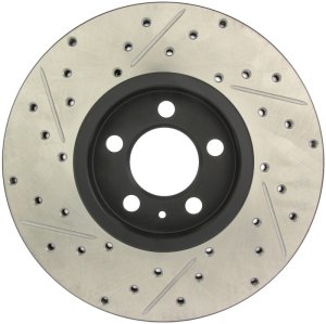 Volkswagen Beetle Cabrio Brake Rotor (1) - Front Left - Stoptech - Slotted & Drilled - Black - `10-`11