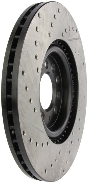 Volkswagen Jetta Brake Rotor (1) - Front Left - Stoptech - Slotted & Drilled Sport - Black - `04-`05