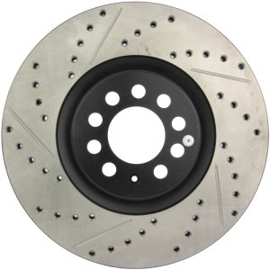 Audi S3 Brake Rotor (1) - Front Right - Stoptech - Slotted & Drilled Sport E-Coated - Black - `00-`03 Audi S3 Brake Rotor (1) - Front Right - Stoptech - Slotted & Drilled Sport E-Coated - Black - `00-`03
