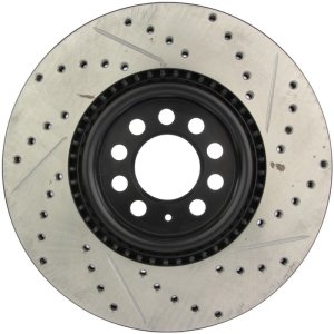 Audi TT Brake Rotor (1) - Front Right - Stoptech - Slotted & Drilled Sport E-Coated - Black - `99-`07