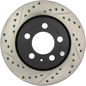 Volkswagen Jetta Brake Rotor (1) - Rear Right - Stoptech - Slotted & Drilled - Black - `04-`05