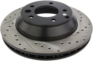 Volkswagen Touareg Brake Rotors (1) - Rear Left - Stoptech - Slotted & Drilled - Black - `04-`18