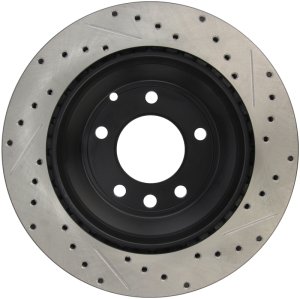 Volkswagen Touareg Brake Rotor (1) - Rear Right - Stoptech - Slotted & Drilled - Black - `04-`18