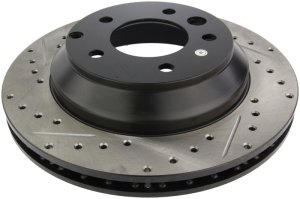 Volkswagen Touareg Brake Rotor (1) - Rear Right - Stoptech - Slotted & Drilled - Black - `04-`18