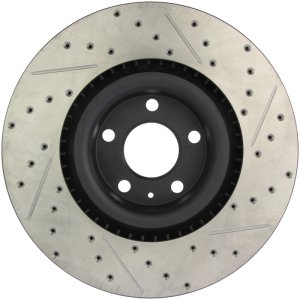 Audi S4 Brake Rotor (1) - Front Right - Stoptech - Drilled/Slotted Sport - Black - `04-`09
