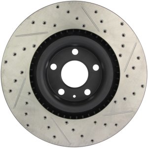 Audi S4 Brake Rotor (1) - Front Right - Stoptech - Drilled/Slotted Sport - Black - `04-`09