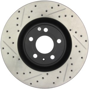 Audi S4 Brake Rotor (1) - Front Right - Stoptech - Drilled/Slotted Sport - Black - `04-`09