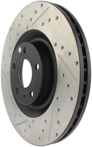Audi S4 Brake Rotor (1) - Front Right - Stoptech - Drilled/Slotted Sport - Black - `04-`09