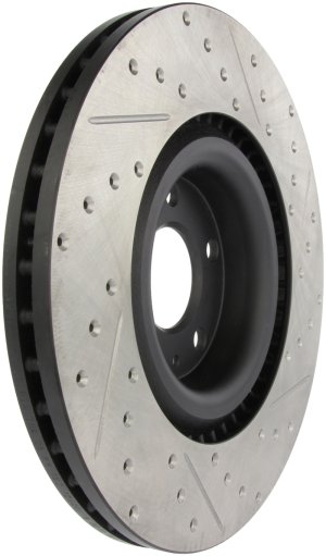 Audi S4 Brake Rotor (1) - Front Right - Stoptech - Drilled/Slotted Sport - Black - `04-`09