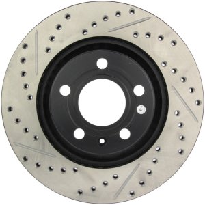 Audi S4 Brake Rotor (1) - Rear Right - Stoptech - Slotted/Drilled - Black - `04-`09 Audi S4 Brake Rotor (1) - Rear Right - Stoptech - Slotted/Drilled - Black - `04-`09