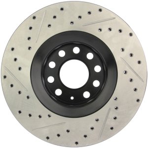 Audi Allroad Quattro Brake Rotor (1) - Front Left - Stoptech - Slotted & Drilled - Black - `01-`05