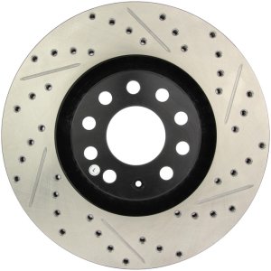 Audi Allroad Quattro Brake Rotor (1) - Front Left - Stoptech - Slotted & Drilled - Black - `01-`05