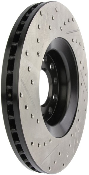 Audi S4 Brake Rotor (1) - Front Left - Stoptech - Slotted & Drilled - Black - `00-`02
