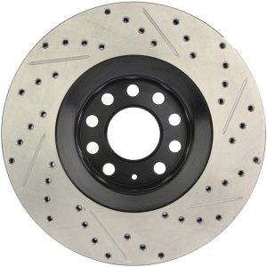Audi A4 Brake Rotor (1) - Front Right - Stoptech - Drilled & Slotted - Black - `01-`09
